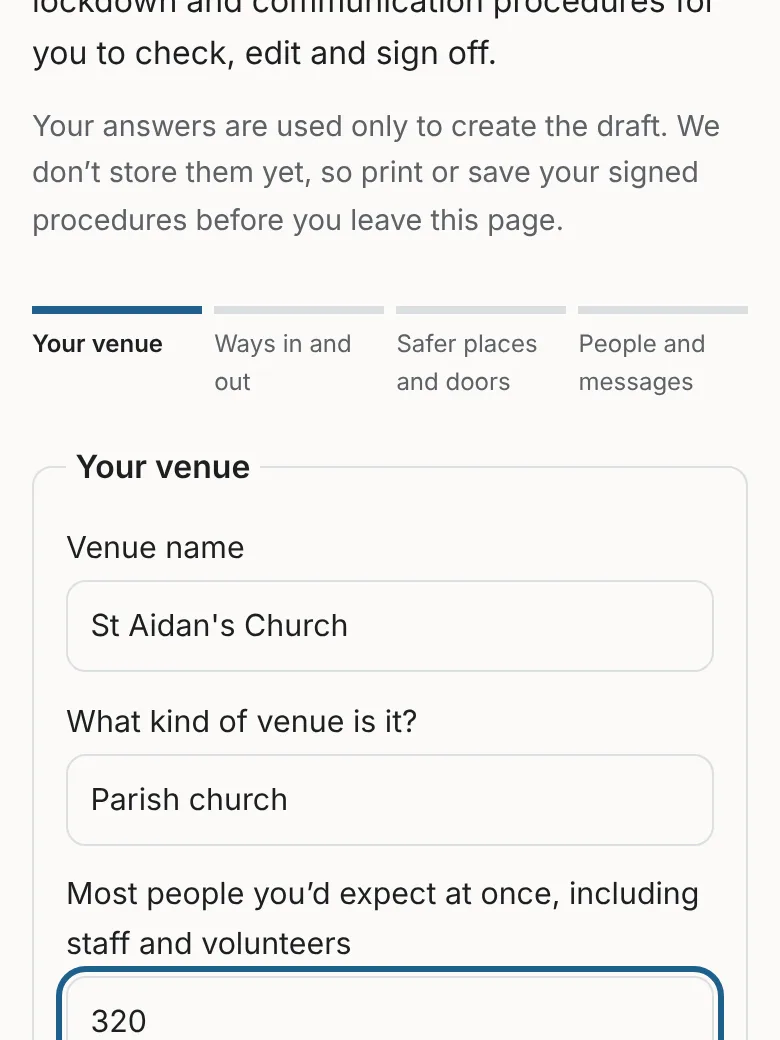 Building walkthrough questions on a phone